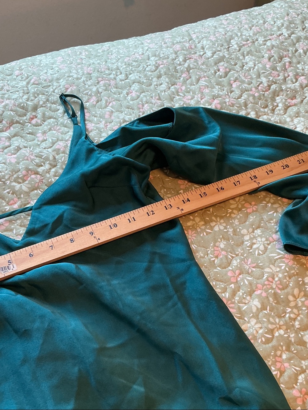 ASOS DESIGN long sleeve fallen shoulder Cami maxi dress 4 NWT Teal Blue - Picture 10 of 14